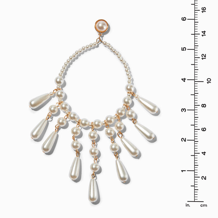 Gold-tone Pearl Chandelier 6&quot; Drop Earrings ,