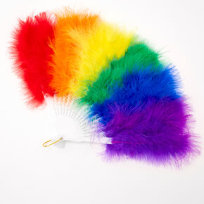 Rainbow Feather Folding Fan,