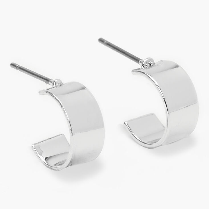 Silver 10MM Flat Hoop Earrings,