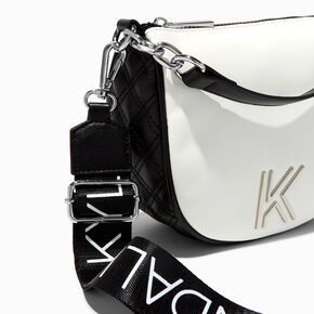 KENDALL + KYLIE Black &amp; White Colorblock Saddle Crossbody Bag,