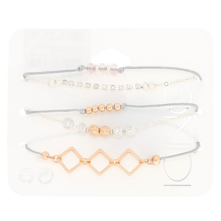 Rose Gold Bead Chain Bracelets - 5 Pack,