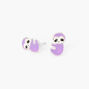 Sterling Silver Purple Glitter Sloth Stud Earrings,