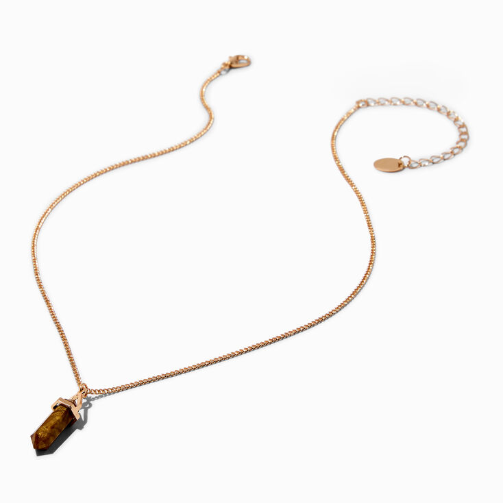 Faux Tiger&#39;s Eye Mystical Gem Pendant Necklace,
