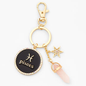 Gold Healing Crystal Zodiac Keychain - Pisces,