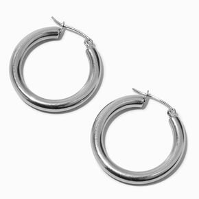 Silver-tone Stainless Steel 20MM Hoop Earrings,