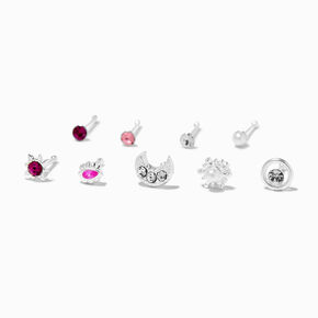 Sterling Silver 22G Pink Celestial Nose Studs - 12 Pack,