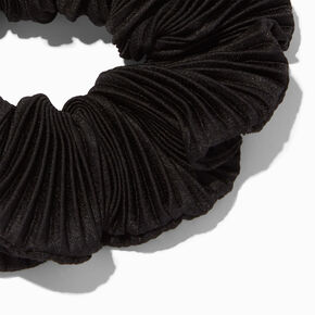 Pleated Black Hair Scrunchie,