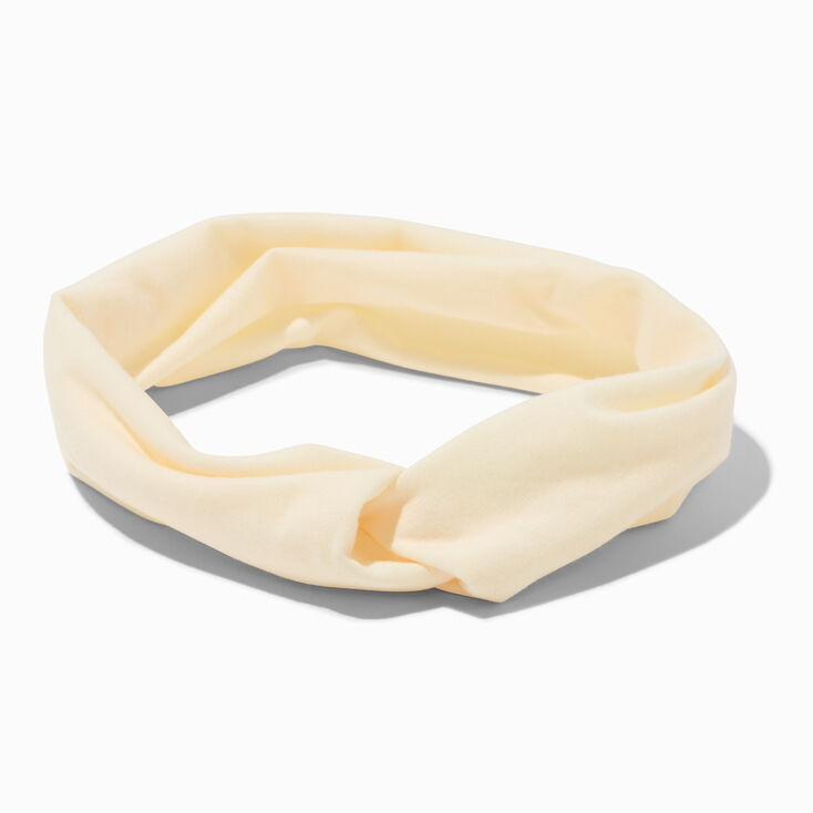 Ivory Wide Jersey Twisted Headwrap,