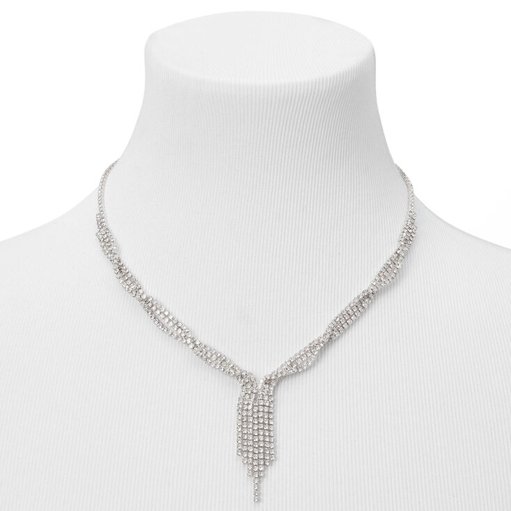 Silver Twisted Fringe 16&quot; Necklace &amp; 3&quot; Drop Earrings Jewelry Set - 2 Pack,