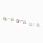 Icing Select Sterling Silver Cubic Zirconia 4MM Round Stud Earrings - 3 Pack,