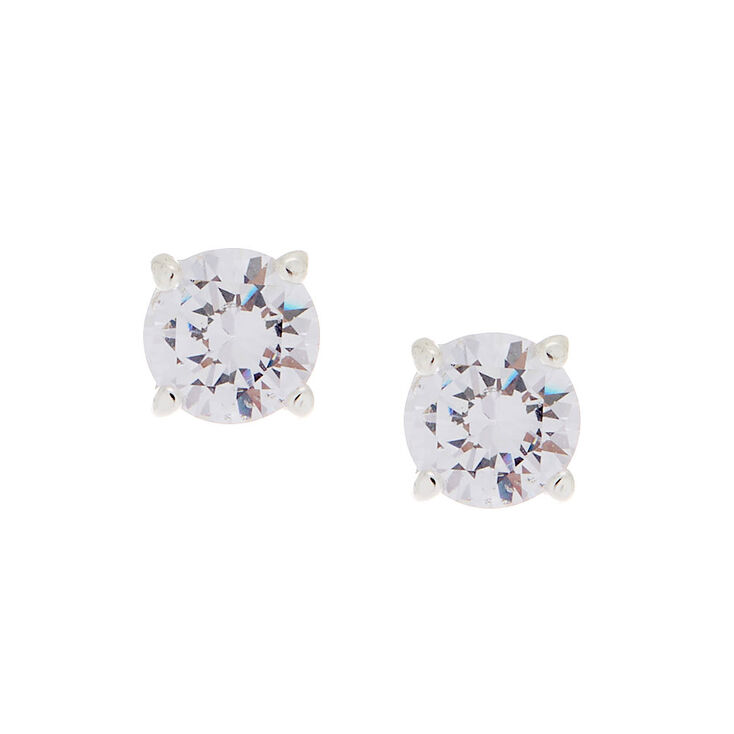 Cubic Zirconia 8MM Round Stud Earrings,