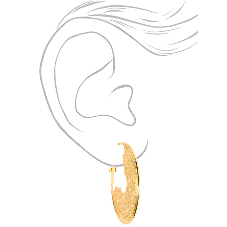 Gold 40MM Filigree Hoop Earrings,