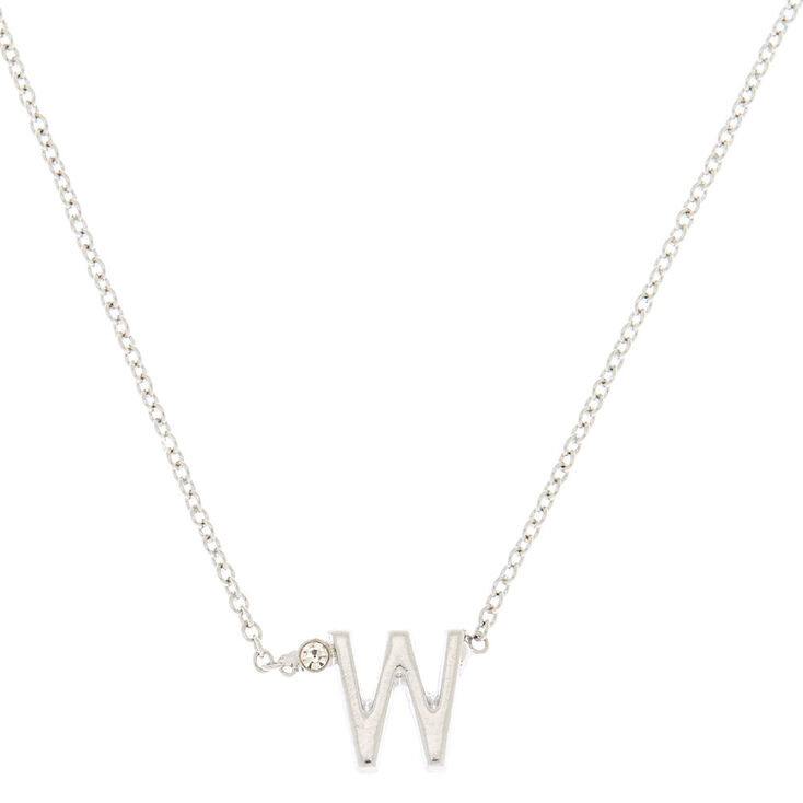 Silver Initial Necklace - W,