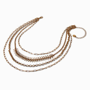 Gold-tone Layered Fishbone Chain Multi-Strand Necklace,