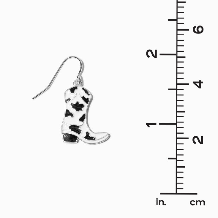 Cowprint Cowboy Boot 1&quot; Drop Earrings,