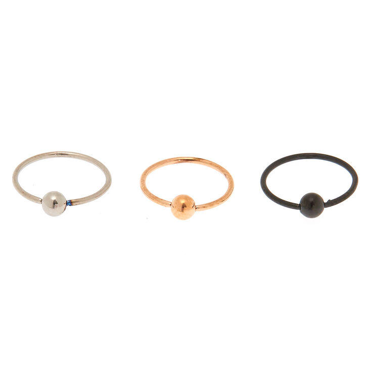 Mixed Metal 20G Nose Rings - 3 Pack,