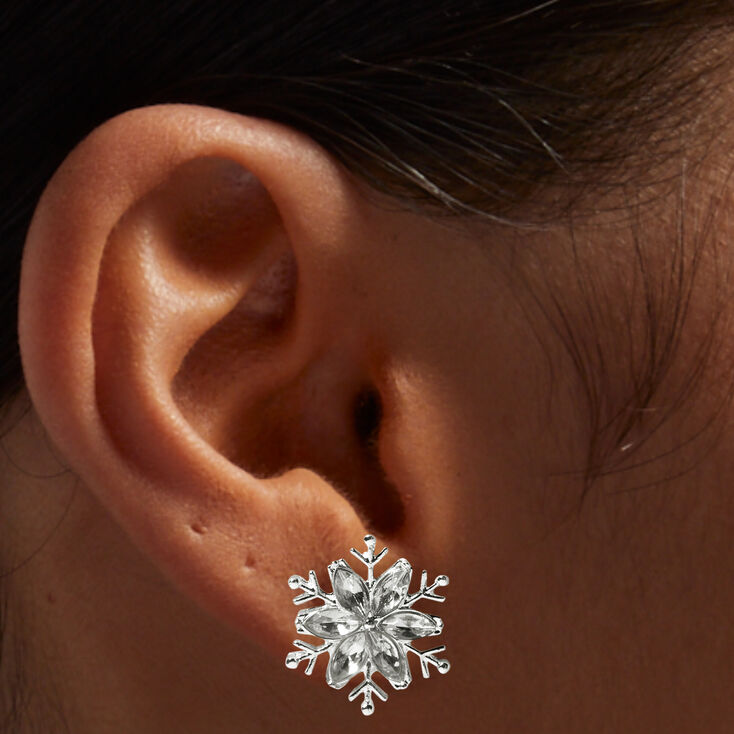 Rhinestone Snowflake Stud Earrings,