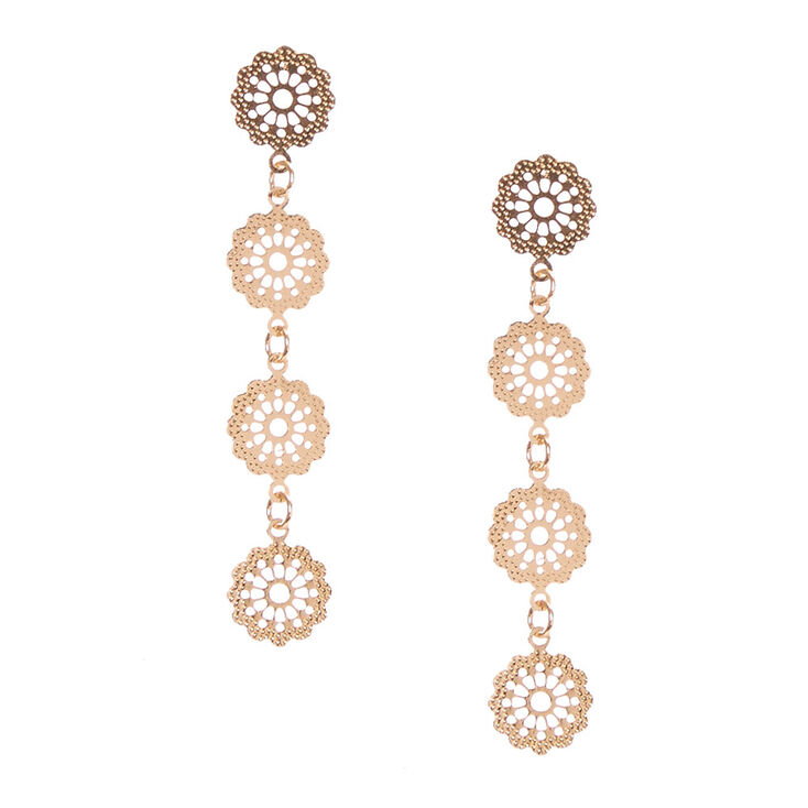 Gold Toned Filigree Drop Earrings,