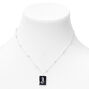 Silver Initial Rectangle Mood Pendant Necklace - J,
