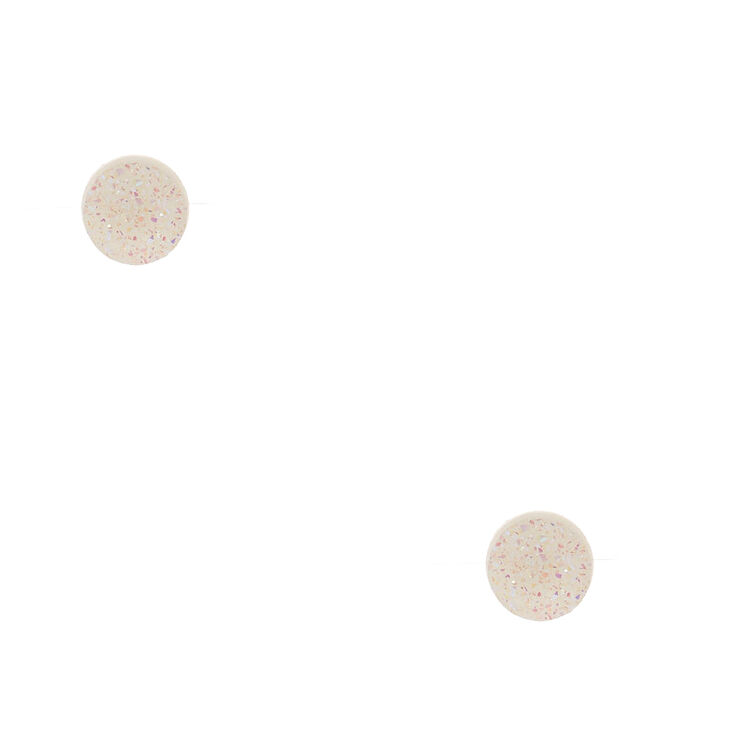 Crystalized Iridescent White Sterling Silver Stud Earrings,