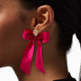 Pink Ribbon Bow 4&quot; Drop Earrings,
