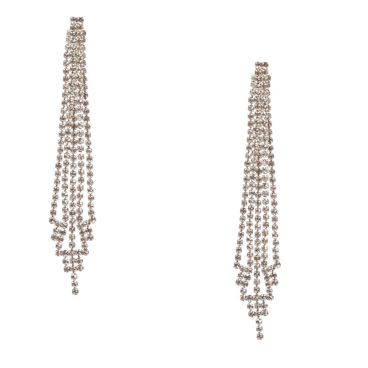 3.5" Rhinestone Skyscraper Drop Earrings,