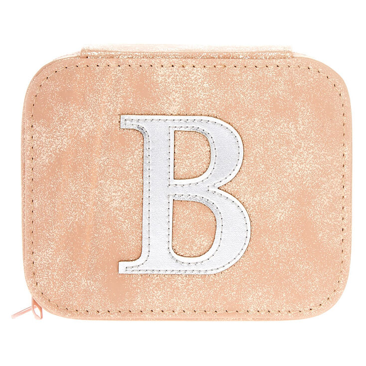 Blush Pink "B" Initial Jewelry Case,
