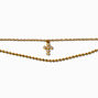 Gold-tone Crystal Cross Stainless Steel Multi-Strand Chain Anklet,