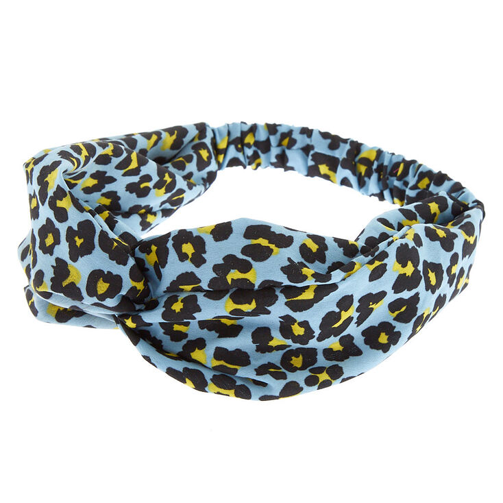 Bold Leopard Headwrap - Periwinkle Blue,