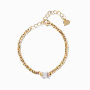 Icing Select 18k Yellow Gold Plated Cubic Zirconia Curb Chain Bracelet,
