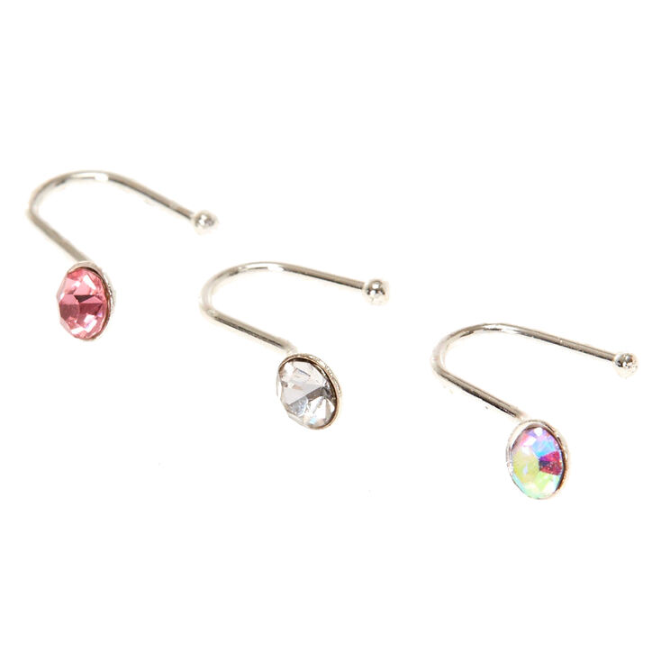 Pink Crystal Faux Nose Studs,
