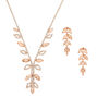Rose Gold Rhinestone Leaf Jewelry Set - 2 Pack,