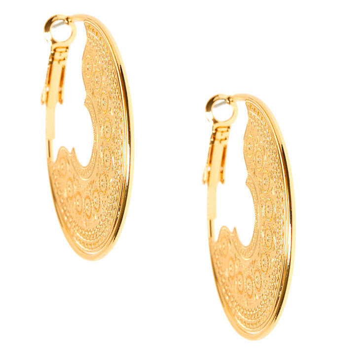 Gold 40MM Filigree Hoop Earrings,