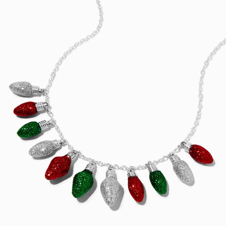 Glitter Christmas Bulbs Statement Necklace,