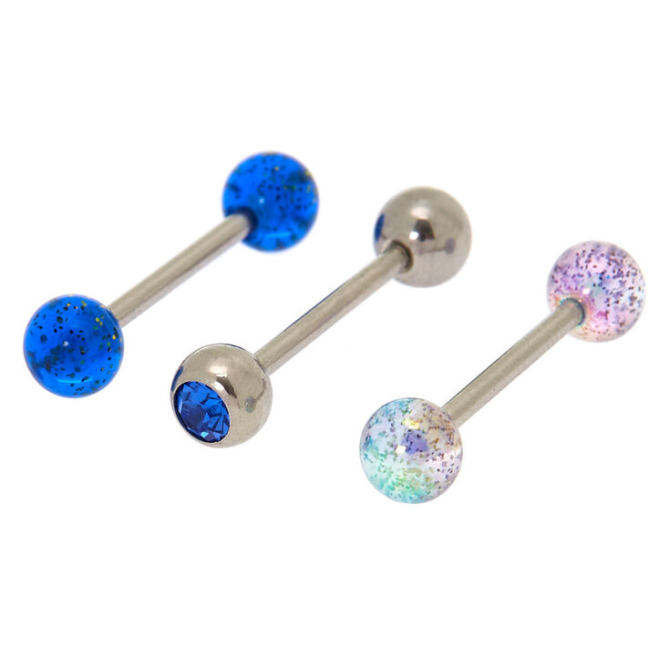 Silver 14G Mystical Tongue Rings - 3 Pack,