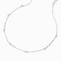 Cubic Zirconia &amp; Black Bead Silver-tone Chain Necklace,