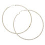 100MM Faux Crystal Lined Silver Tone Hoop Earrings,
