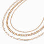 Gold Mixed Chain Link Multi Strand Chain Necklace,