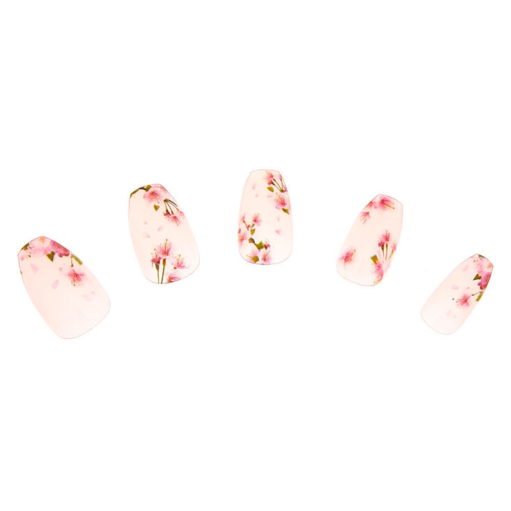 Floral Matte Faux Nail Set - Pink, 24 Pack,