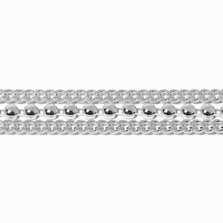Silver-tone Pyramid Multi-Strand Bracelet ,