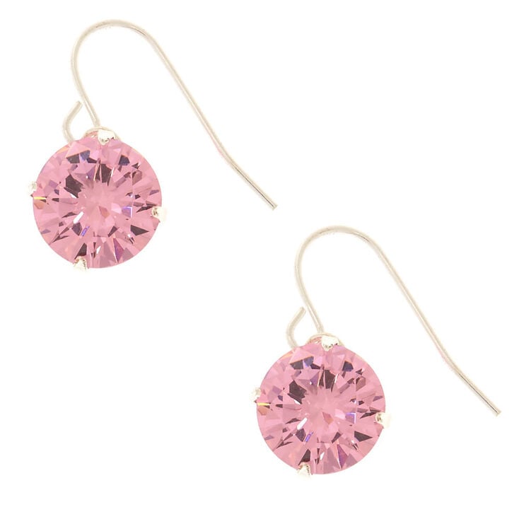 10MM Pink Cubic Zirconia Drop Earrings,
