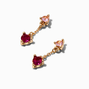 Pink Cubic Zirconia Stack Gold-tone 0.5&quot; Drop Earrings,