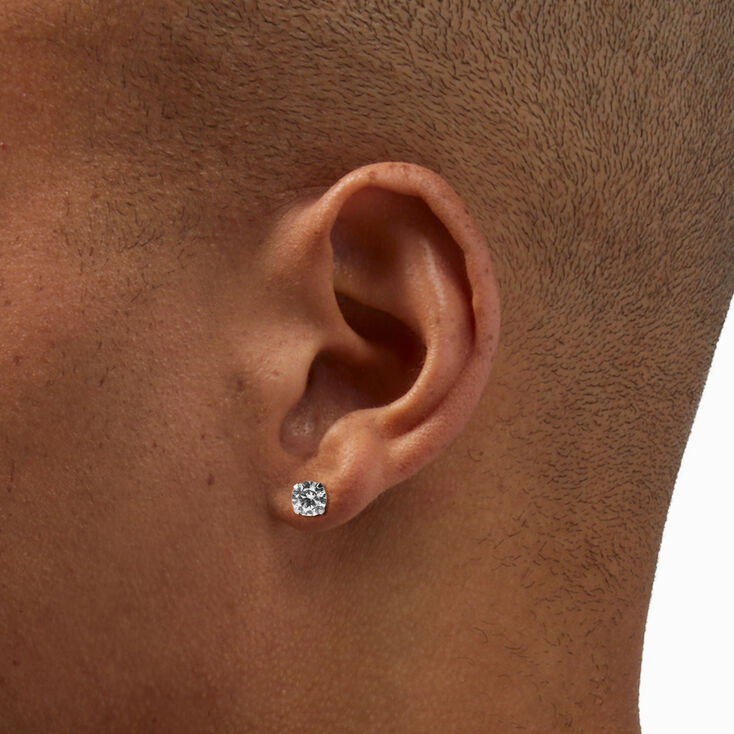 Icing Select Sterling Silver Platinum Round Cubic Zirconia Stud Earrings,