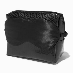 Medium Black Makeup Bag with Sleeping Mask,