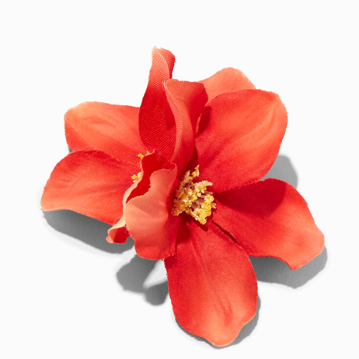 Red Hibiscus Flower Hair Clip,