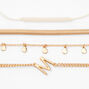 Gold Initial Chain Bracelet Set - 4 Pack, M,