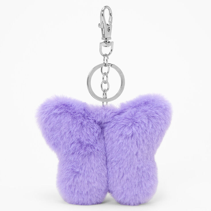 Purple Butterfly Pom Pom Keychain,