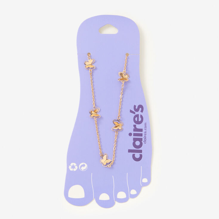 Gold Butterfly Charm Anklet,