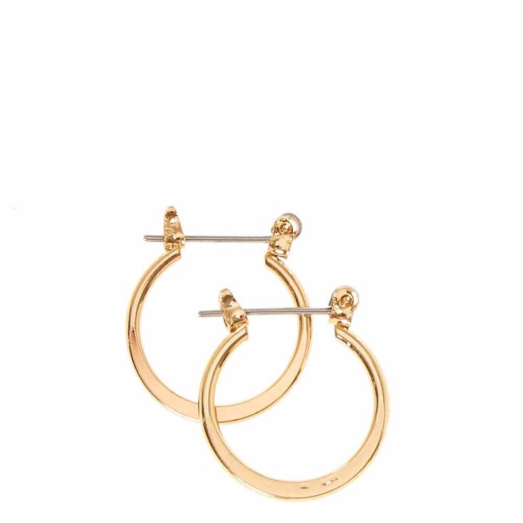 Mini Gold Tone Knife Edge Hoop Earrings,