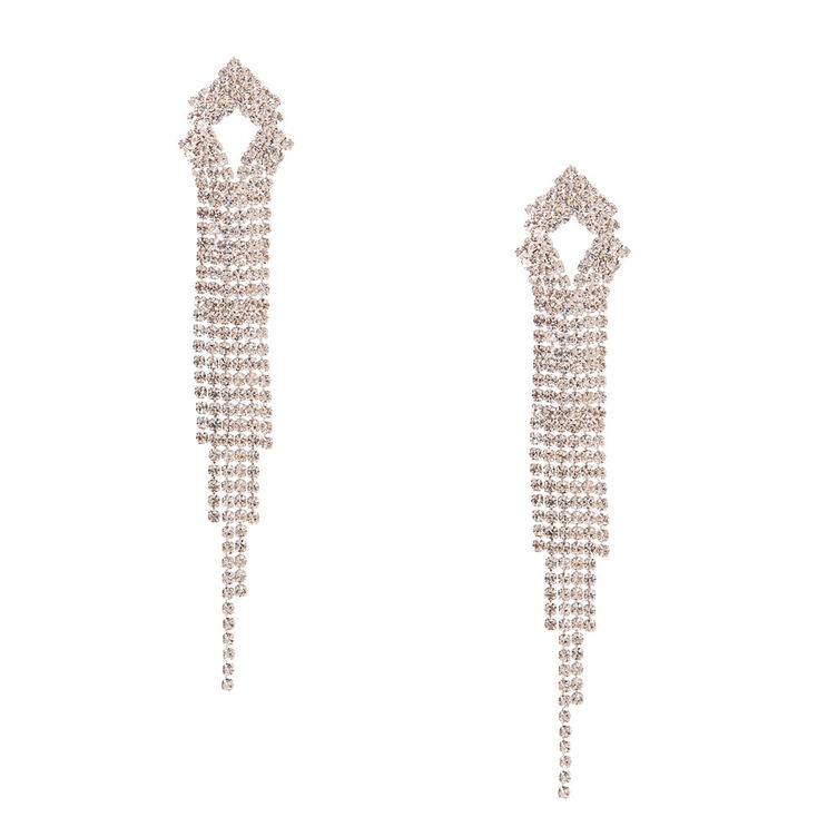 Triangular Faux Crystal Linear Drop Earrings,